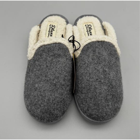 Dluxe by Dearfoams Slippers Womens 5-6 Gray Maci Felted Scuff Comfy Lounge Cozy - Picture 2 of 6